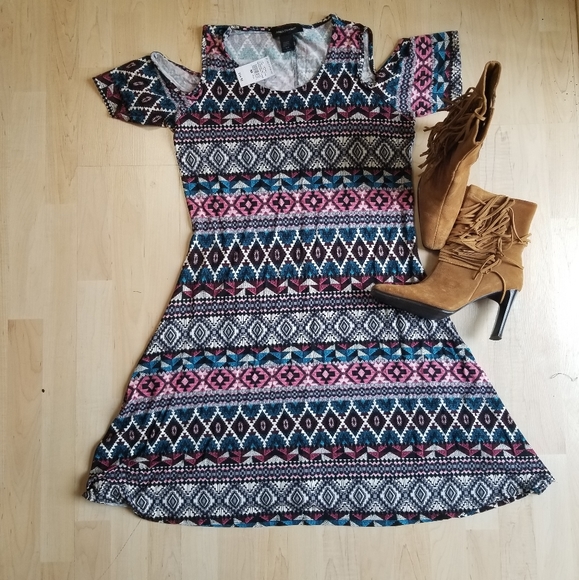 Ashley Stewart Cold Shoulder Tribal Print Dress - Picture 4 of 8